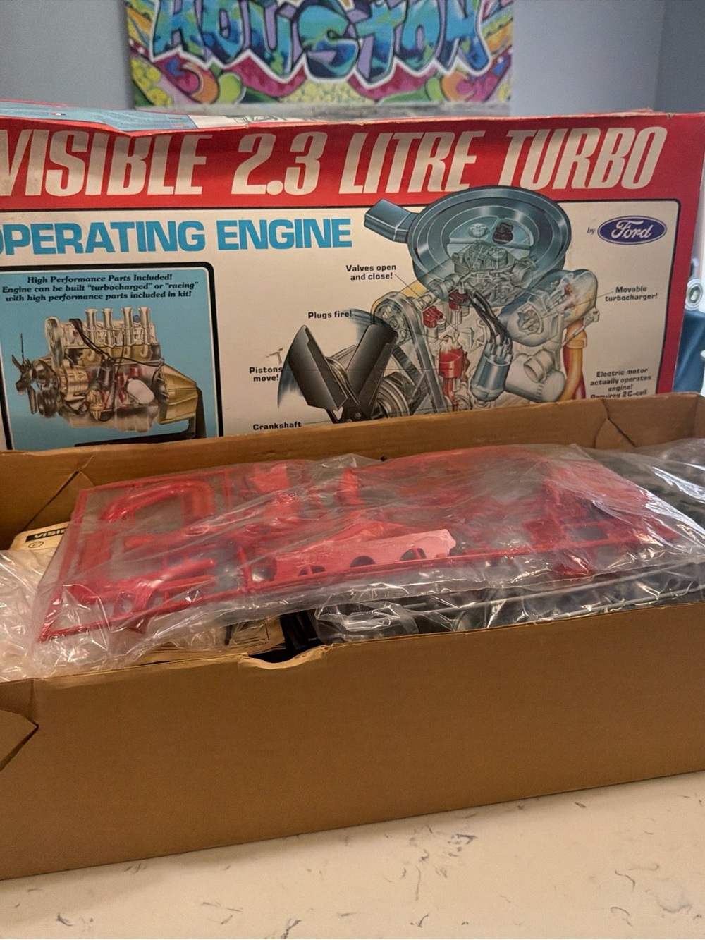 Vintage 1979 REVELL Ford Visible 2.3 L Turbo Engine with instructions. RARE